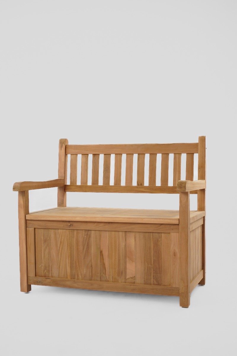Teakea - Windsor Teak Kussenbank 100 cm - 2-Persoons Opbergbank van Duurzaam Massief Teak