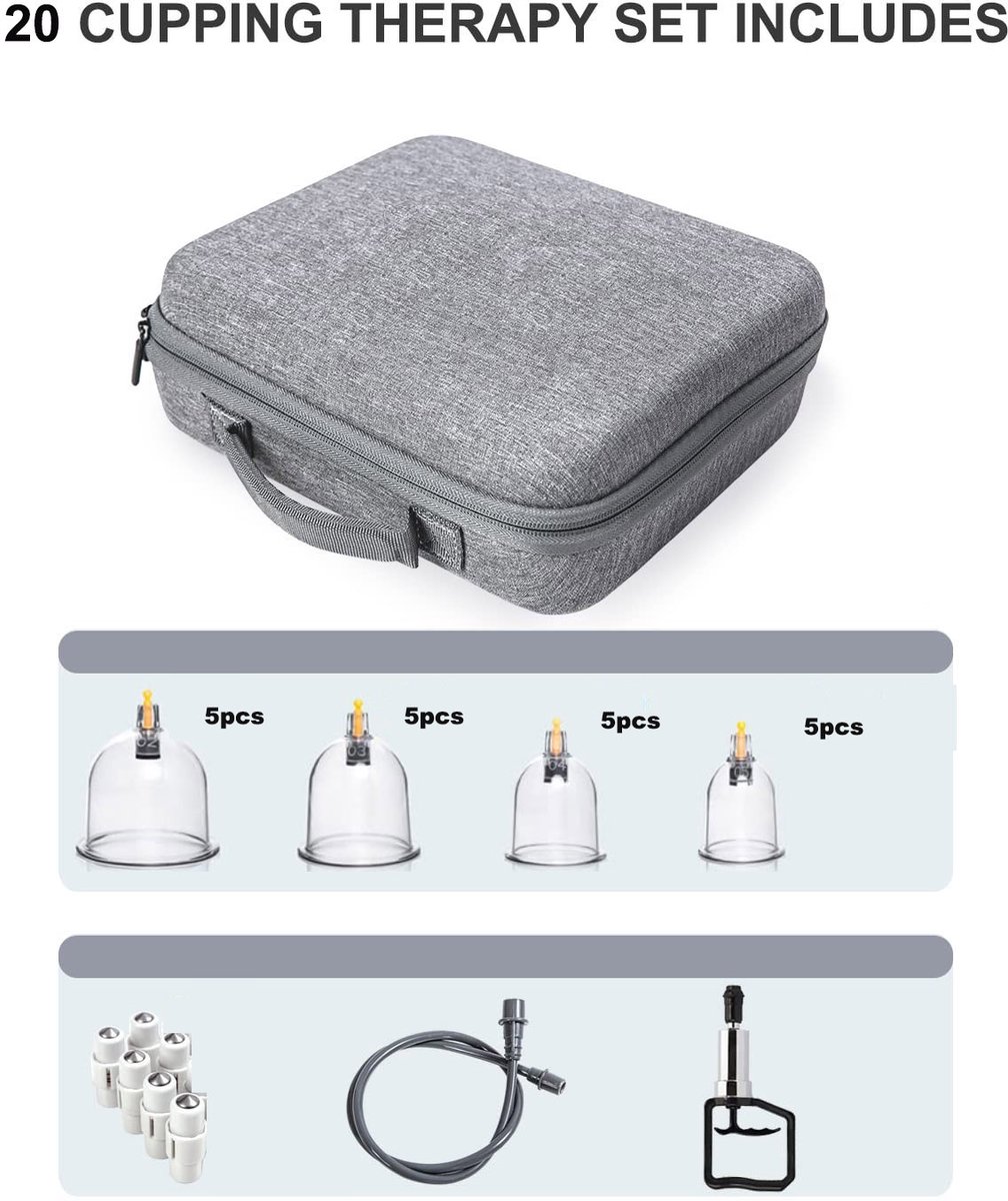 VITADO Traditionele Chinese Medicine 20 delige Vacuüm Cupping PLastic Hijama Cupping Set met magneten in etui