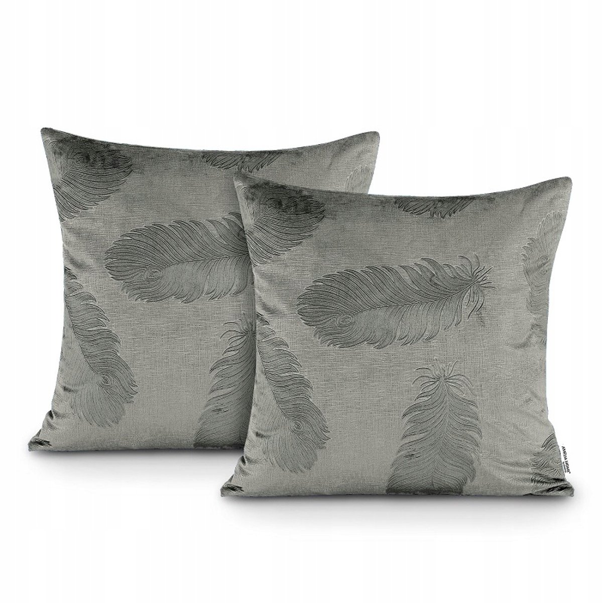 Grijze Sierkussenhoezen met Veerpatroon - 45x45cm (2 stuks)