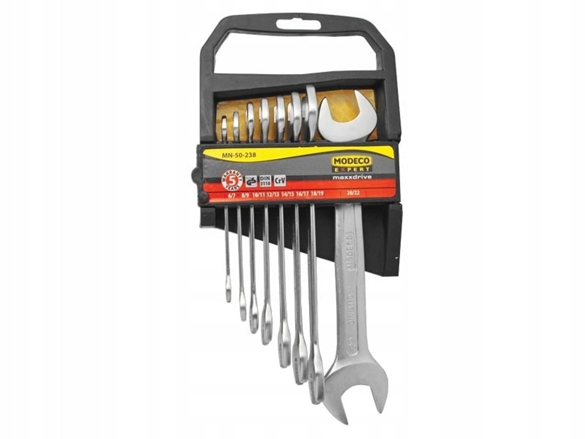 Modeco Ringsleutelset 6-22mm 8 Stuks - Chroom-Vanadiumstaal