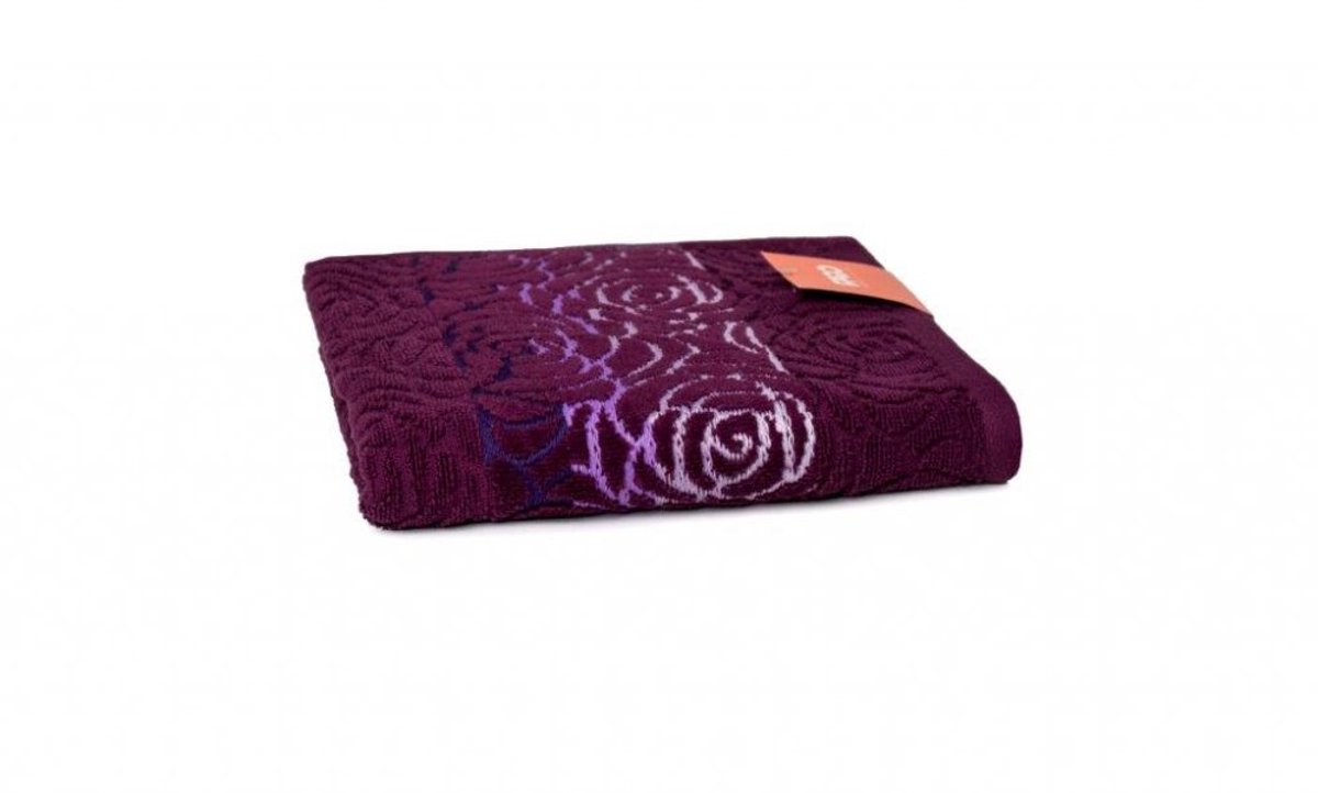 Zachte Handdoek Rosso 50x90 cm - Bloemig Design in Bosbes Paars