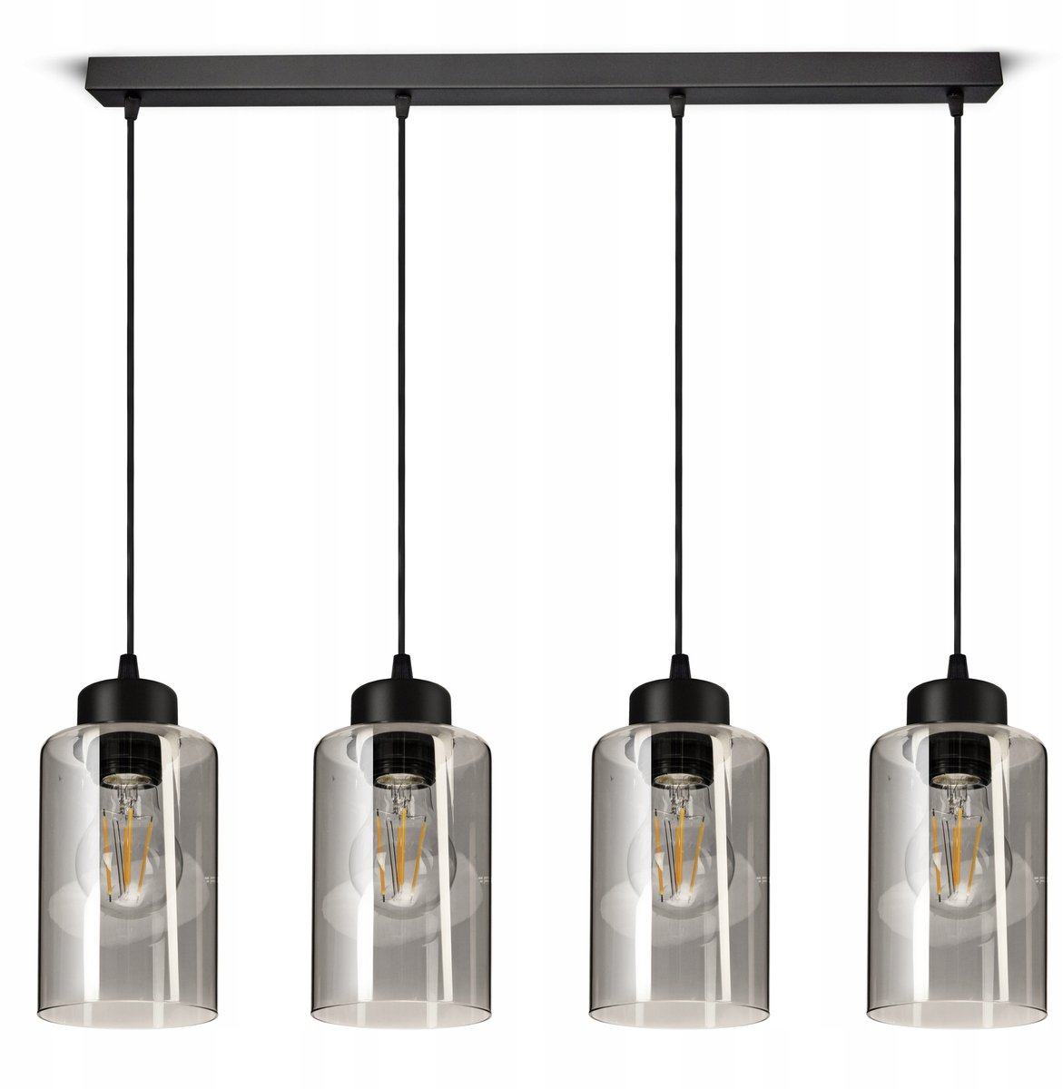 Zwarte Glazen Buis Hanglamp E27 - Modern Design