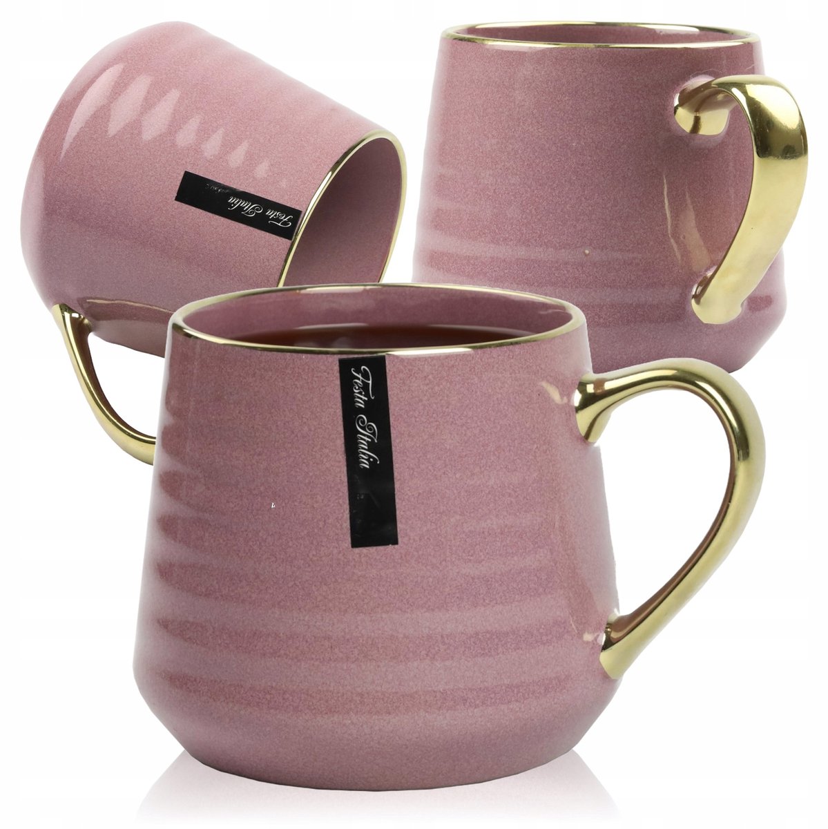 Porseleinen mok 570 ml met gouden oor - Elegant en ruim