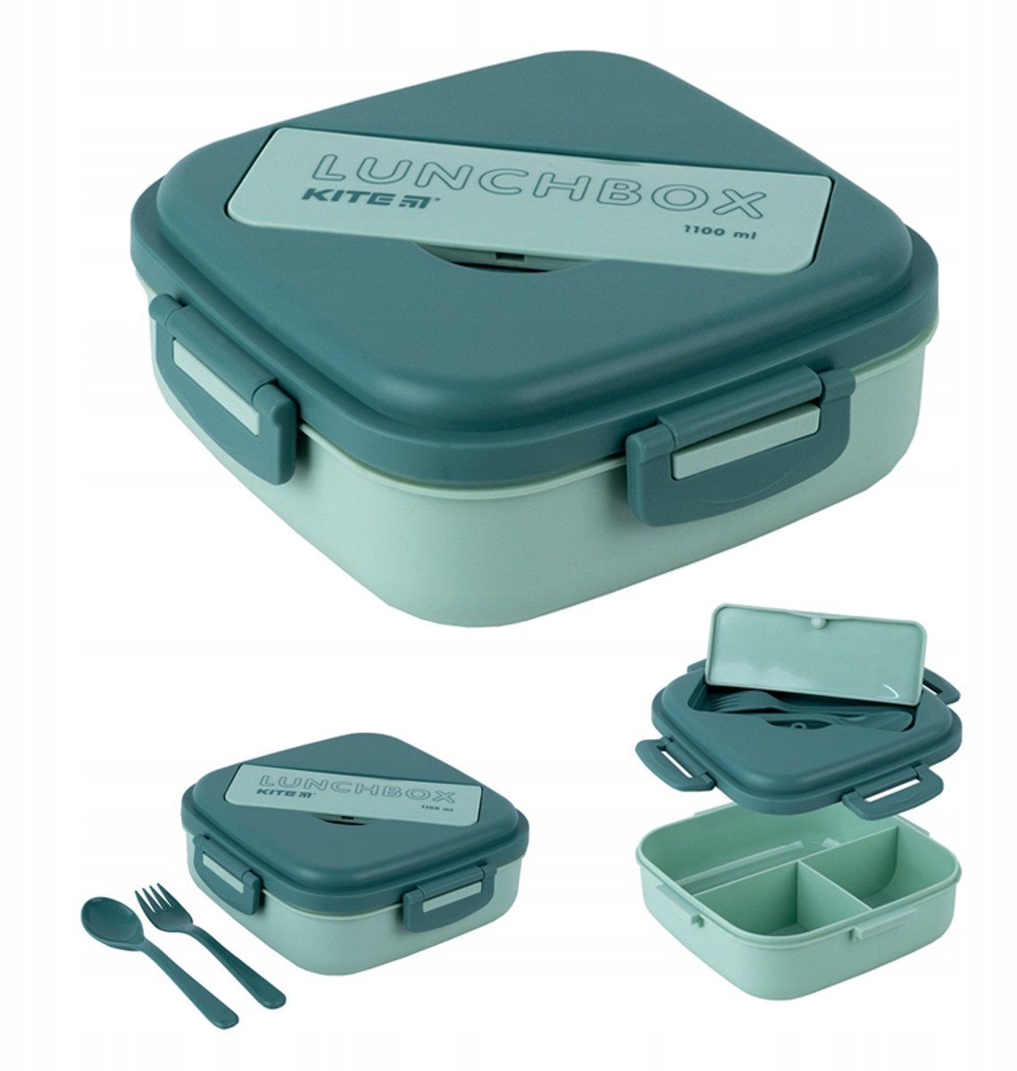 Lunchbox met dozen 1100ml KITE, inclusief bestek
