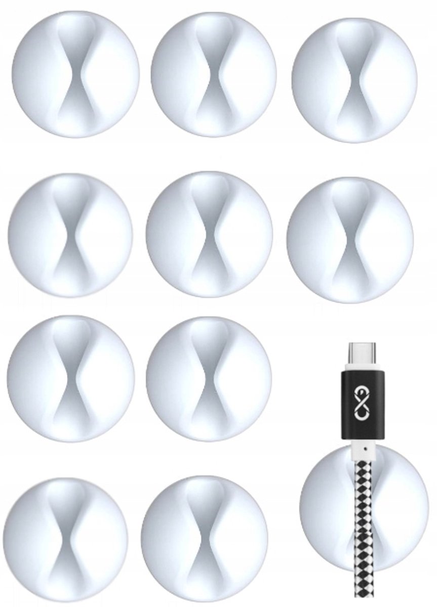 Zelfklevende kabelorganizer - 10 stuks - Wit