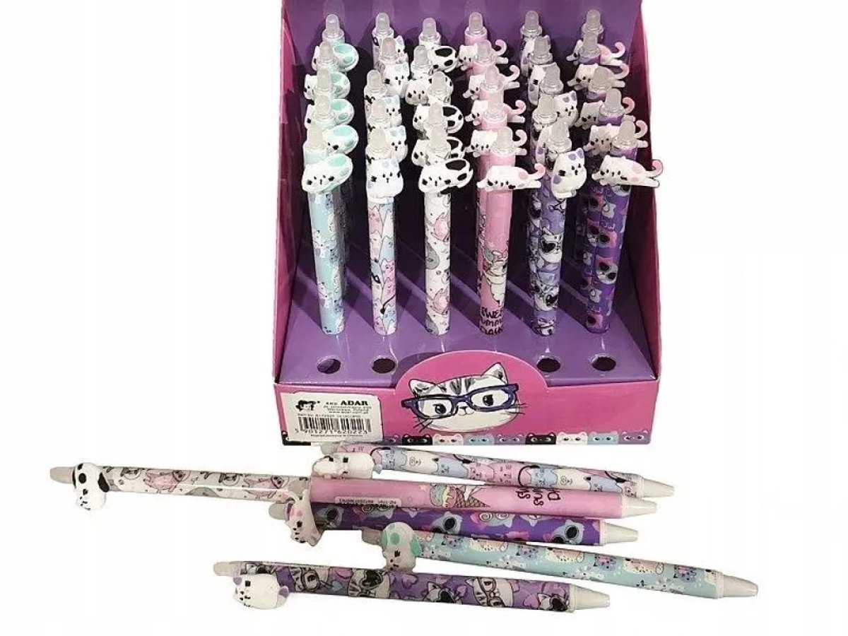 Set van 36 Katten Pennen - Blauwe Inkt