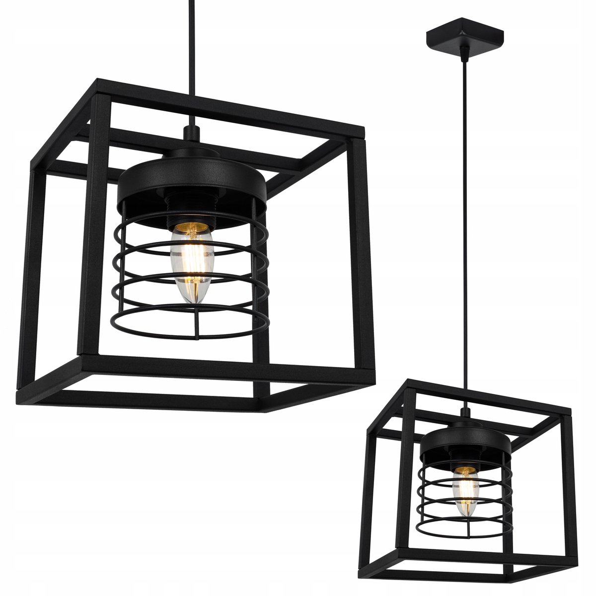 Zwarte Hanglamp Kooi Stijl E27 - Loft Design