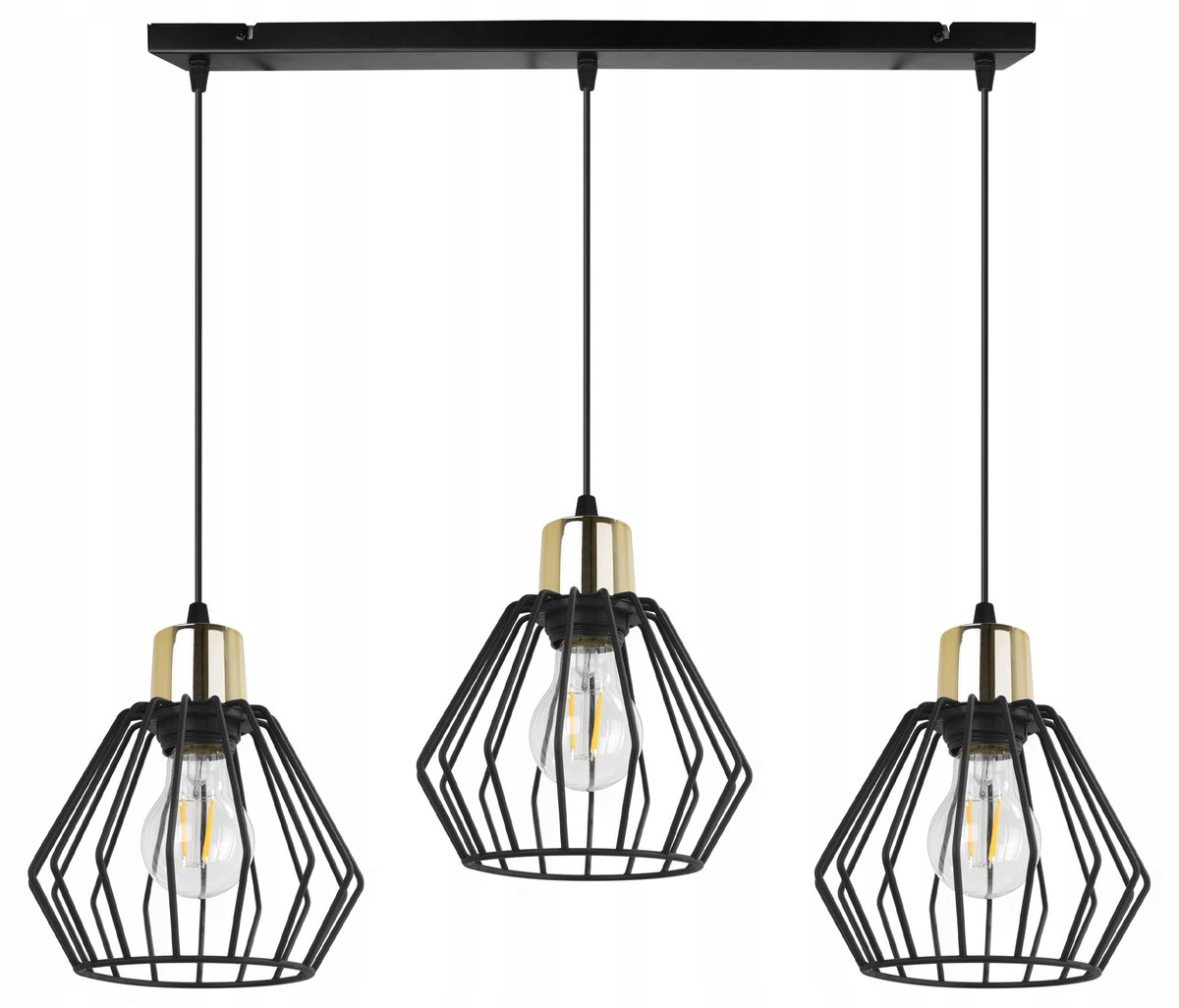 Nuvola Hanglamp Zwart Goud 3xE27 Loft Stijl