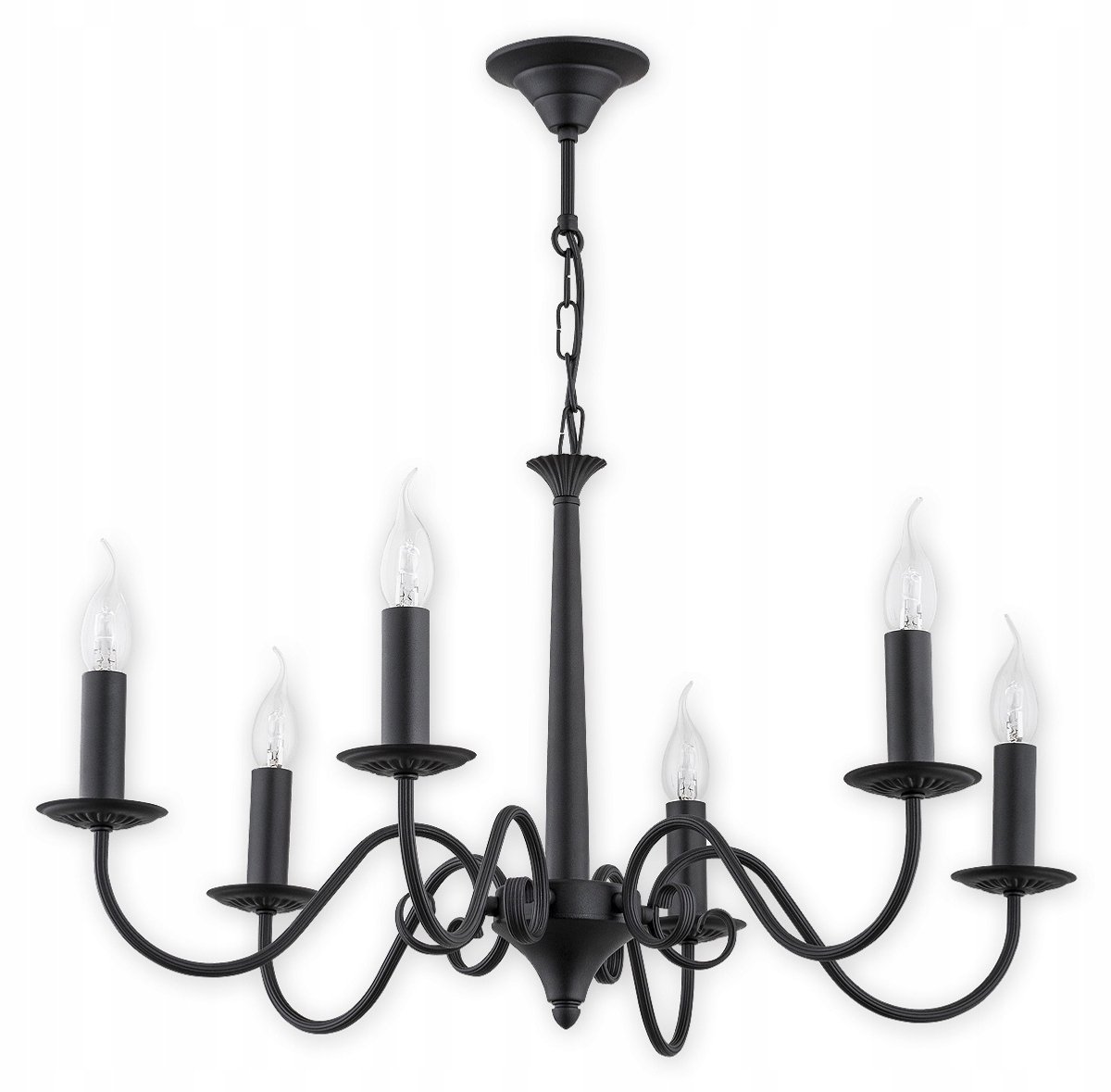 Lemir Asti Zwart Mat Klassieke Wandlamp 6-Lichts LED E14