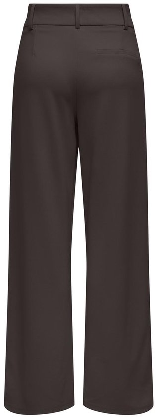 Achterkant van een donkerbruine wijde broek.