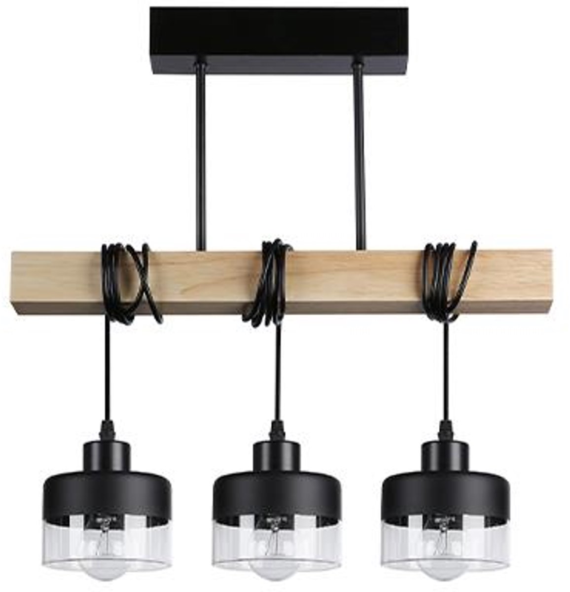 Stark Hanglamp E27 Zwart Hout 3-lichts 50cm