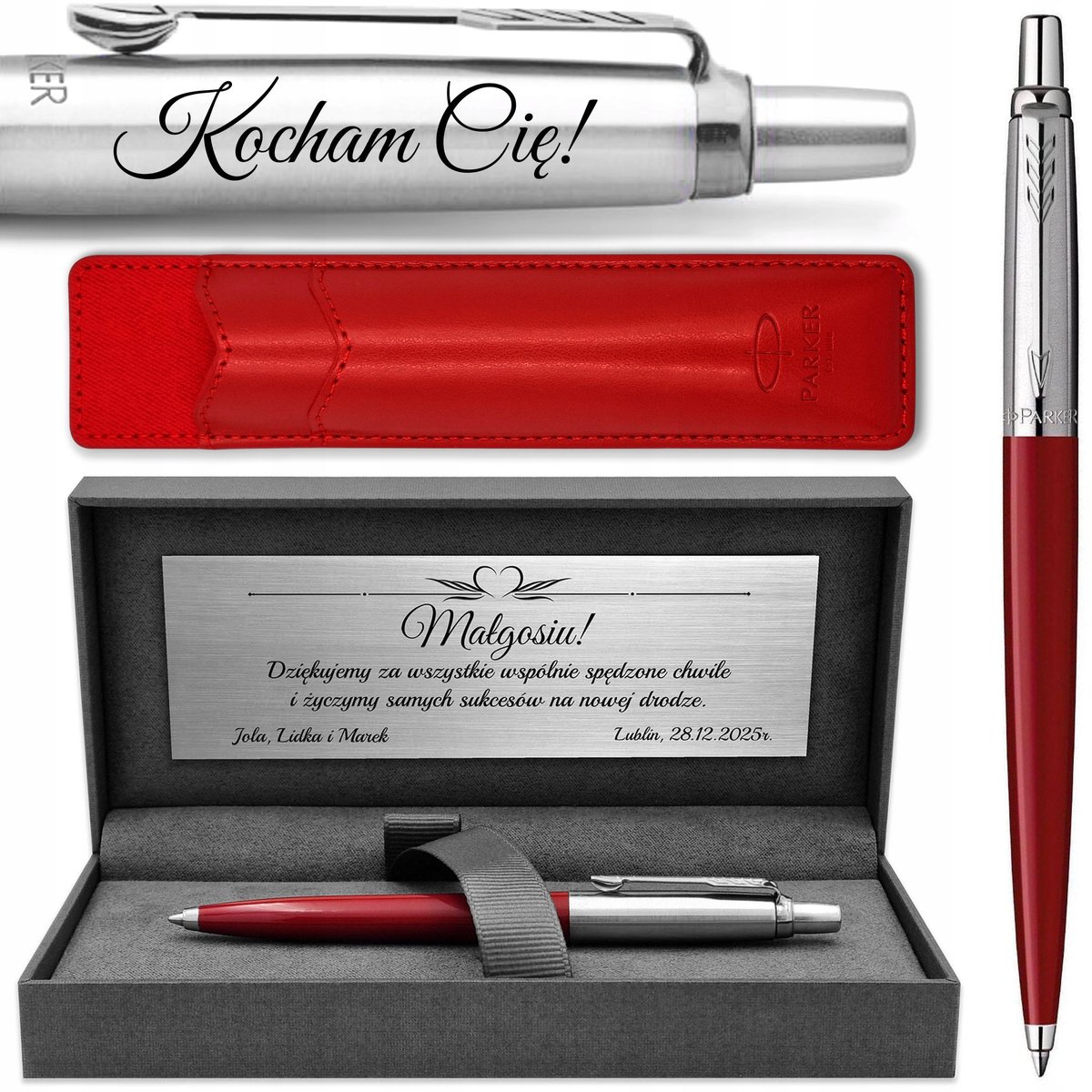 Parker Jotter 60 Rode Pen met gravure en luxe etui - perfect cadeau