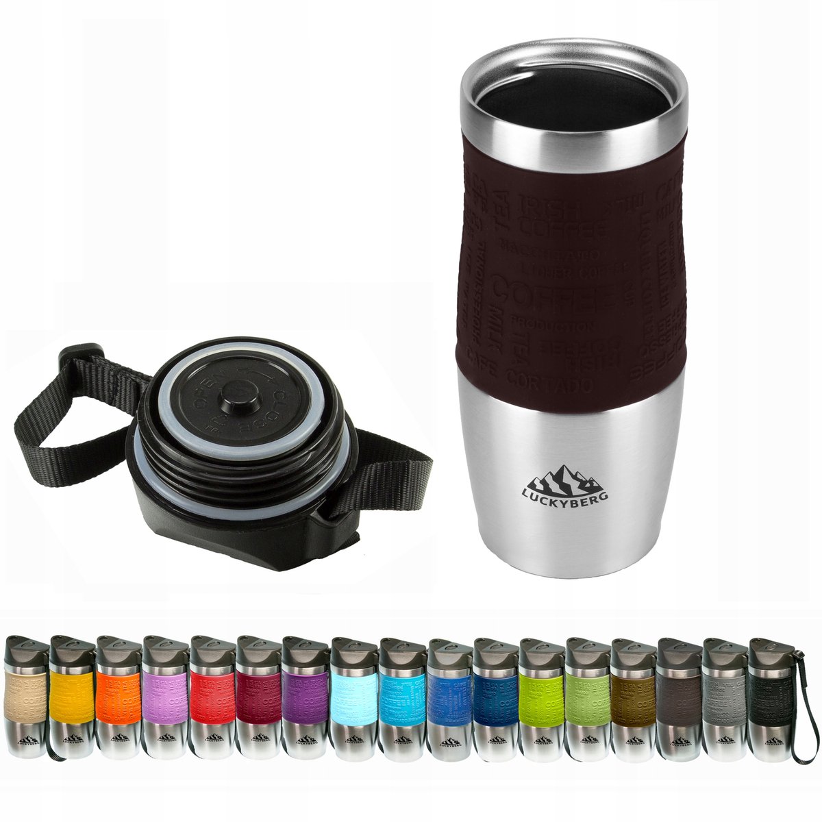 LUCKYBERG Thermosbeker 400ml - RVS, Bruin, Ideaal voor Onderweg