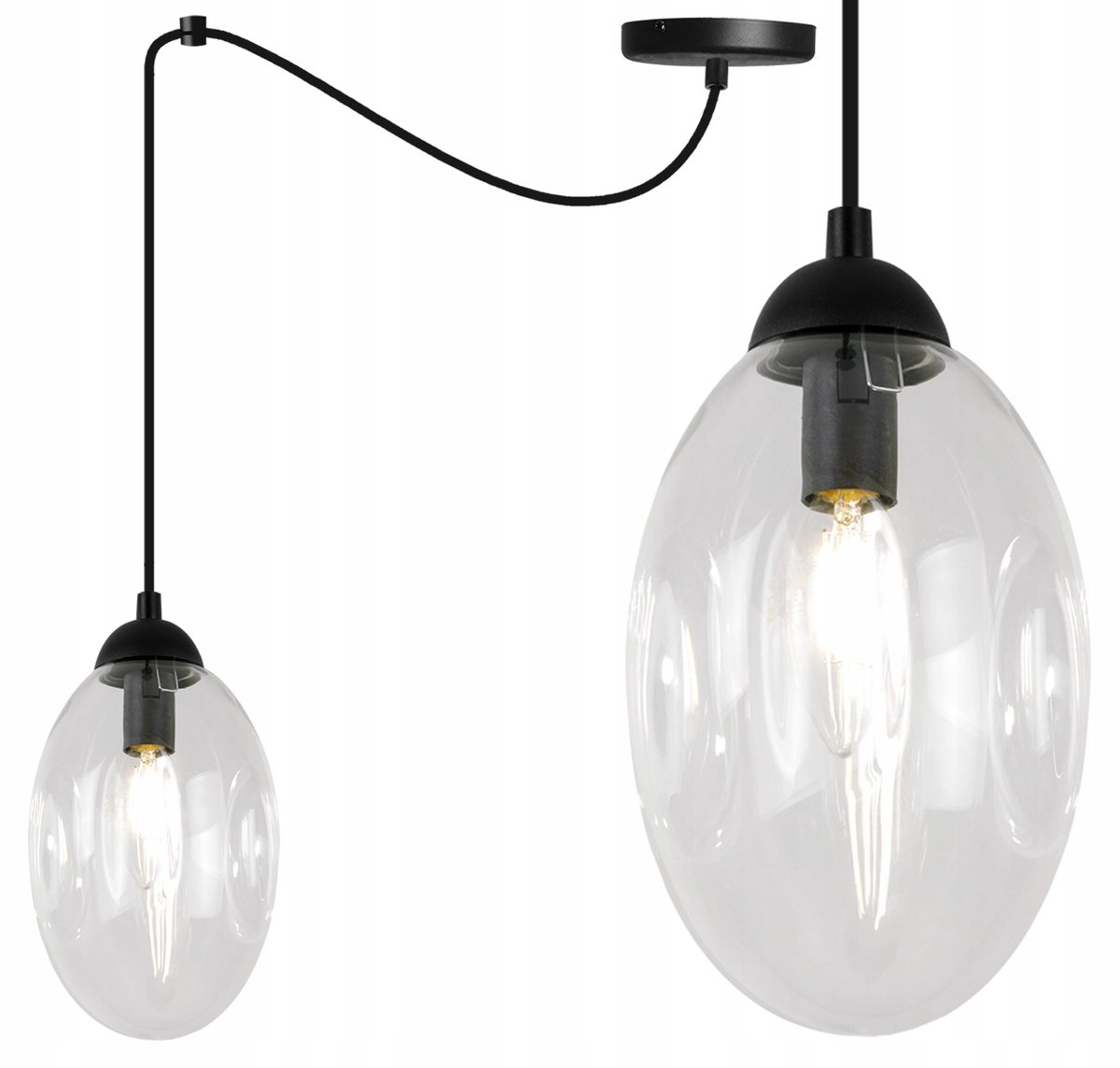Loft Hanglamp Zwart/Kleurloos Glas E14 - Stijlvolle Verlichting
