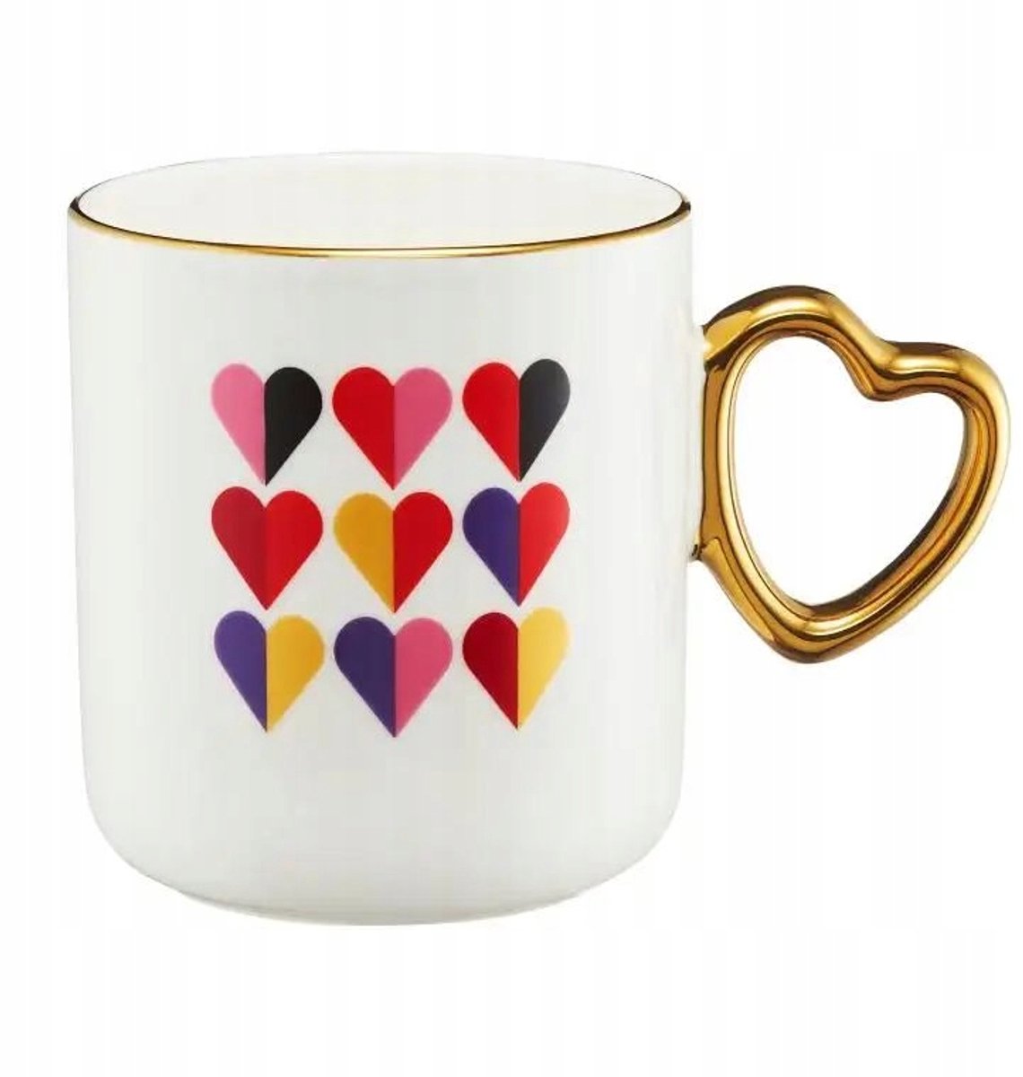 AMORE Mok 410ml NBC met Gouden Hart Oor - Romantisch Porselein