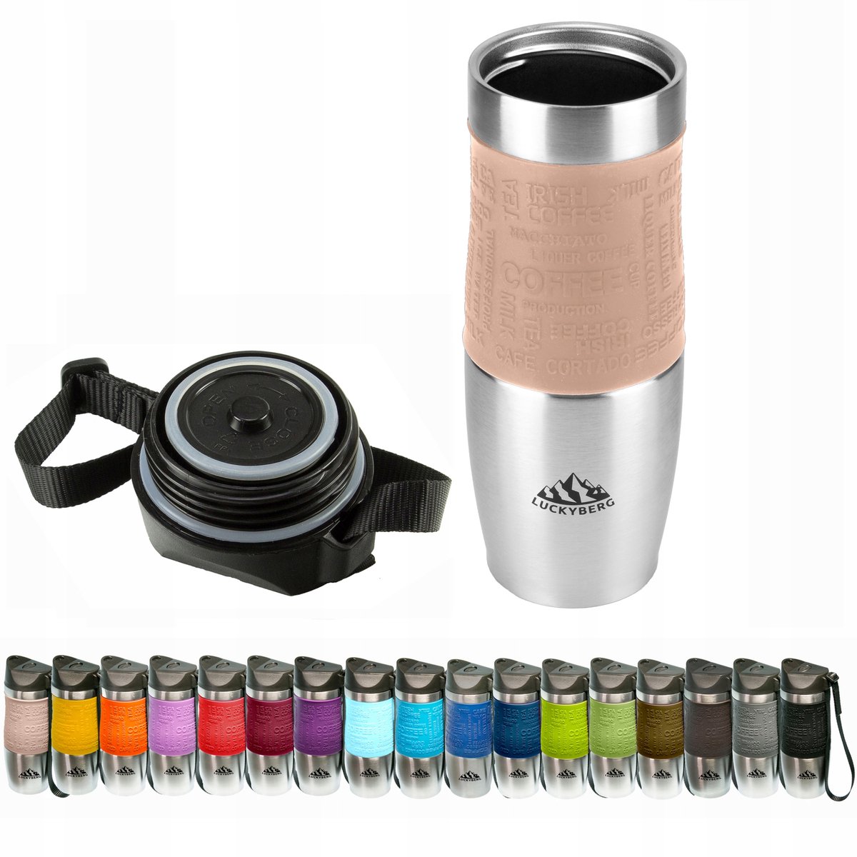 LUCKYBERG Thermosbeker 480ml - RVS, Houdt Warm/Koud
