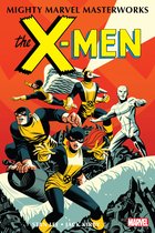 Mighty Marvel Masterworks: The X-Men comic kaft met X-Men personages in geel en zwart, met een zilveren figuur en een vliegend personage.