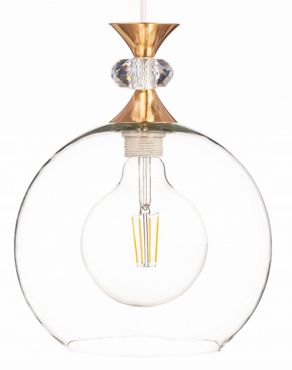 Glazen Hanglamp Kristallen Bol - Glamour Stijl