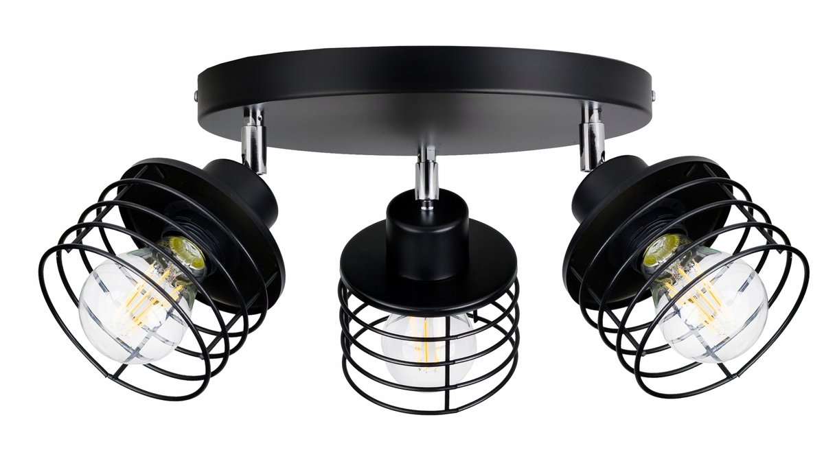 LED Plafond Lamp - Zwart, Verstelbaar, 3xE27