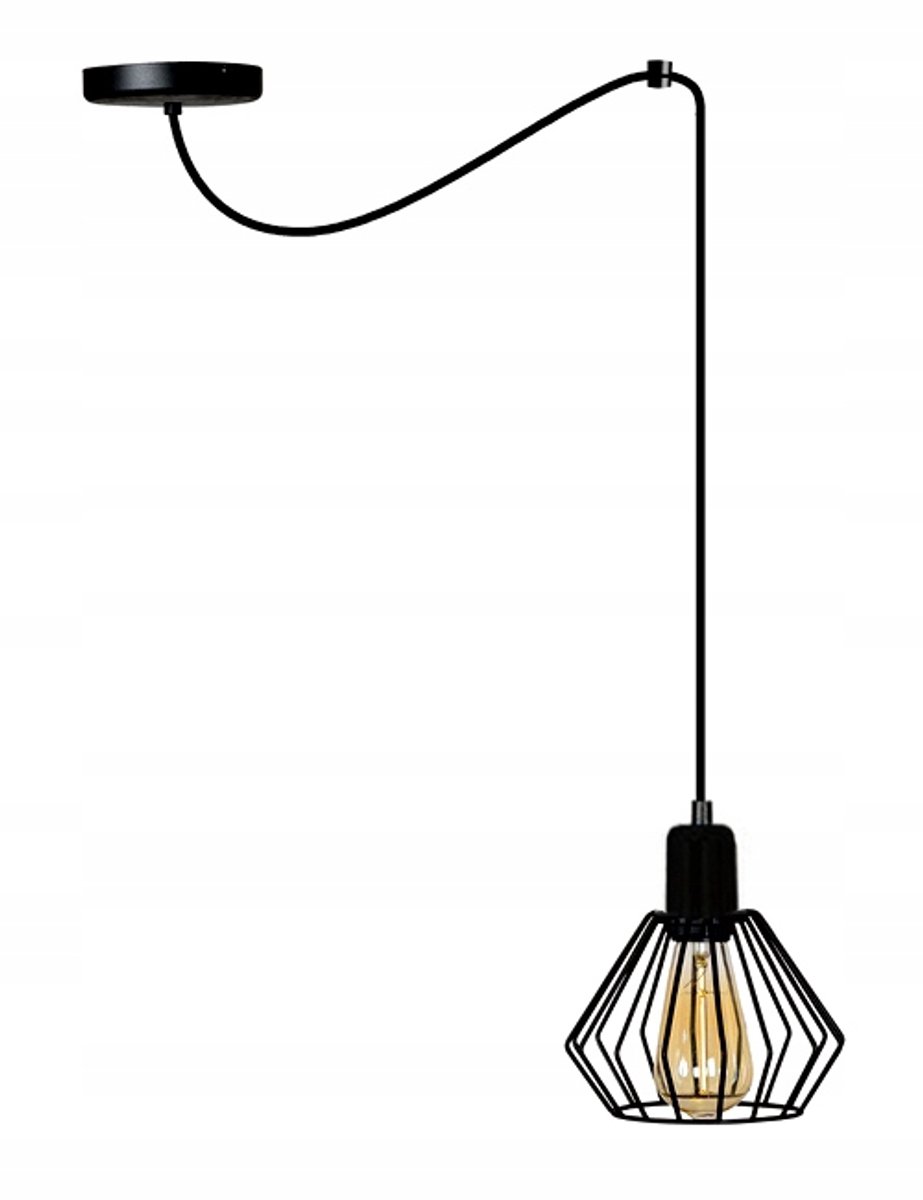 Diamant Draad Hanglamp Zwart E27 - Stijlvolle Verlichting