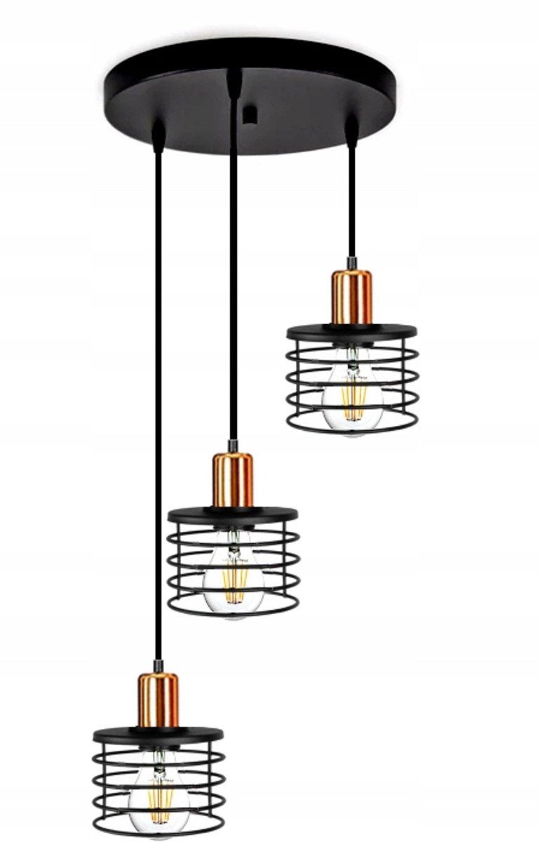 Hanglamp BALI 6-12 LED - Metaal Zwart/Koper - E27