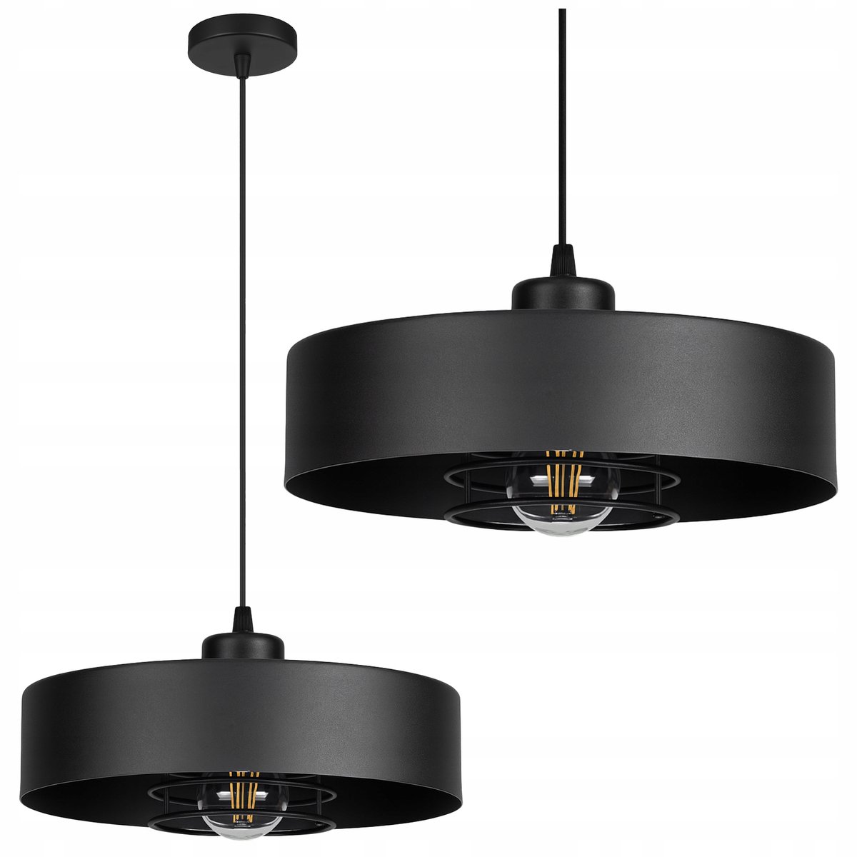 Moderne Zwarte Hanglamp LED E27 Metaal 30cm - Industriële Stijl