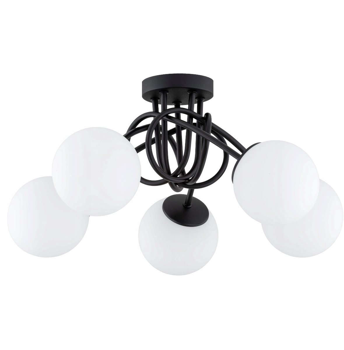 Lof Hanglamp Plafond 5x E27 Glazen Boluze Bol Wit Mat