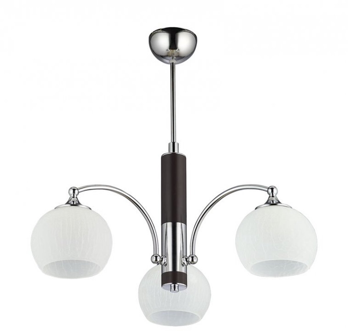 LARGO Hanglamp Chroom/Wenge met Glazen Kappen - 3xE27
