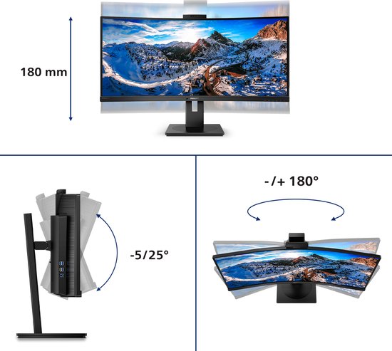 Philips Brilliance 346P1CRH - 34 inch QHD Ultrawide Monitor - USB-C 90W ...