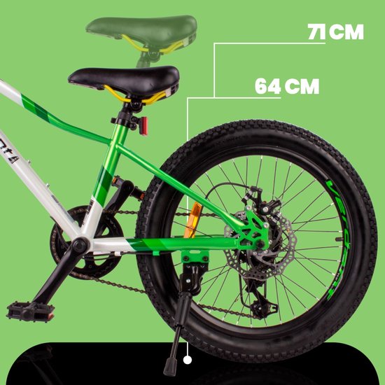Verdant Bike Kinderfiets voor jongens 20 inch wielmaat te kiezen uit 6 versnellingen Shimano van 6 tot 10 jaar in hoogte verstelbaar (Wit Groen) van Verdant Bike — afbeelding 4