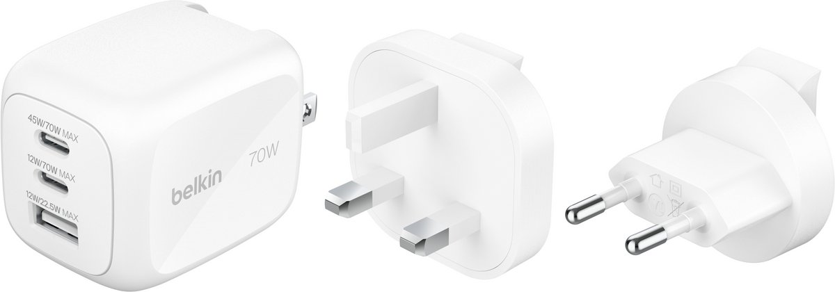 Belkin 3-poorts GaN Wandlader 70 W – Universeel