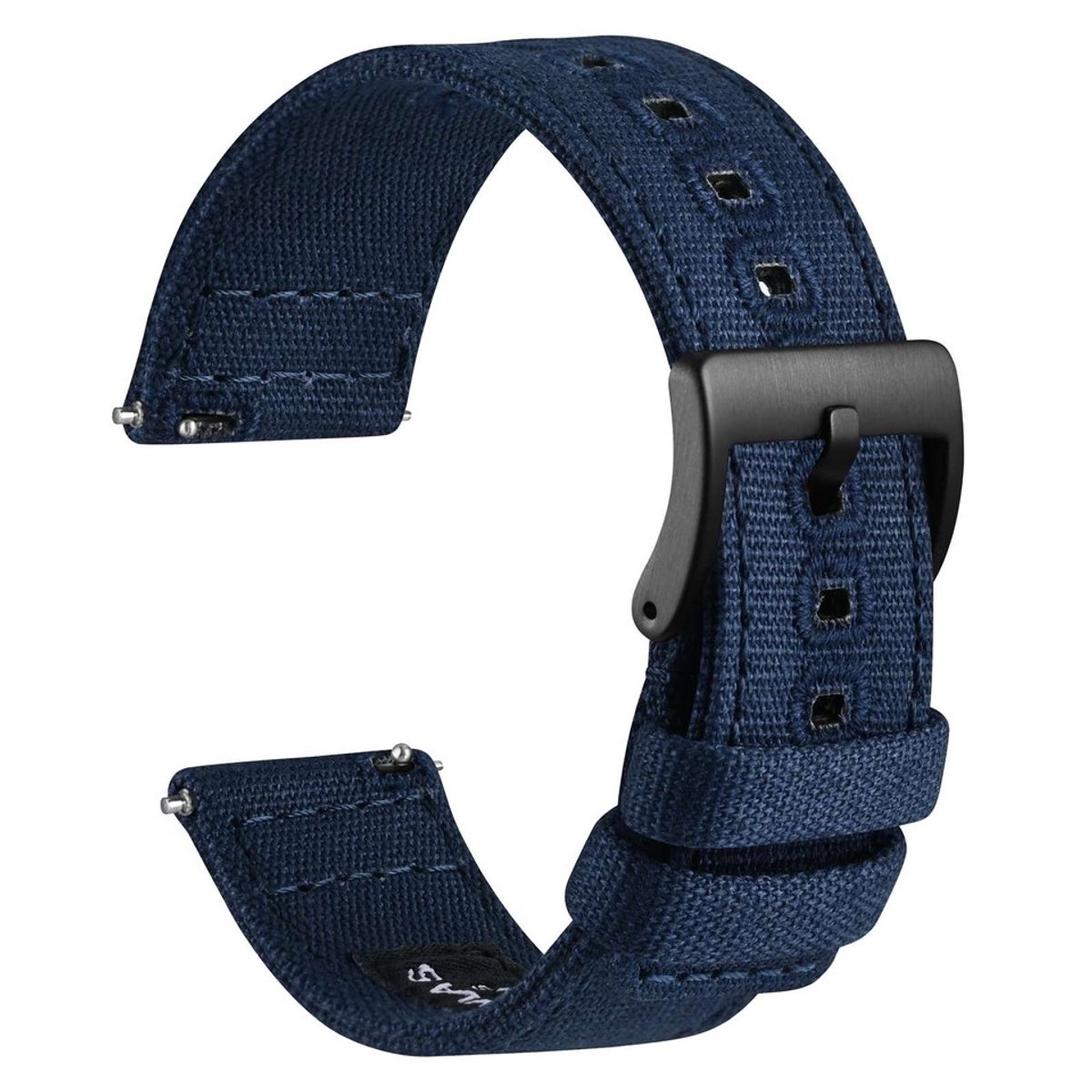 Horlogeband, canvasstof, snelsluiting, 22 mm - Universele horlogeband - marineblauw