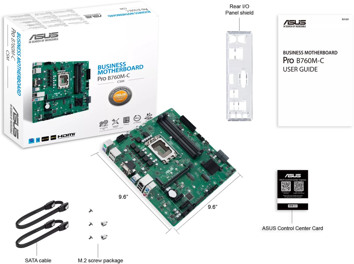 Bol.com Asus Pro B760M C Csm Voor Intel 12 13 Gen S1700 Ddr5 M2 Usb3 Sata3 Matx aanbieding