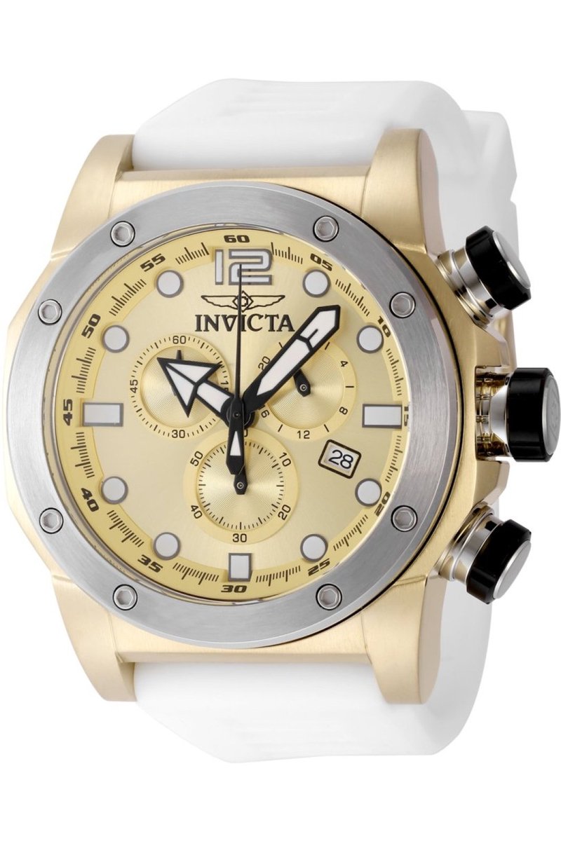 Invicta Sea Hunter 48976 Heren Horloge - Waterdicht - Analoog - Quartz Uurwerk - Roestvrij Staal met gouden Wijzerplaat - 52mm