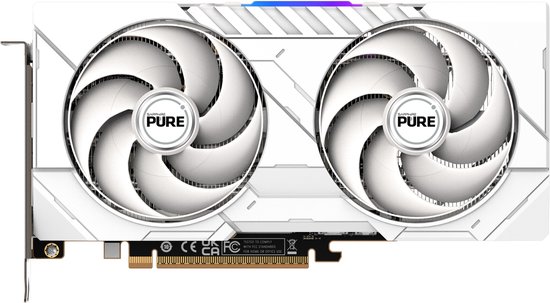 AMD Radeon RX 9060 XT videokaart 16GB GDDR6 PCIe 5.0 2x HDMI 2.1 DisplayPort 2.1 wit design Sapphire Pure