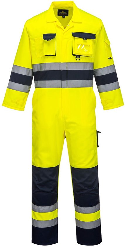 COMBINAISON PORTWEST TX55 L JAUNE/MARINE 65%POLYESTER35%COTON | S