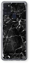 Case Company® - Hoesje geschikt voor Samsung Galaxy A21s hoesje - Zwart Marmer - Soft Cover Telefoonhoesje - Bescherming aan alle Kanten en Schermrand