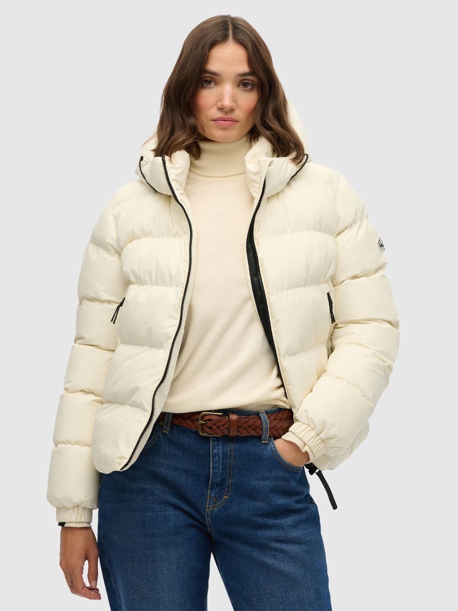 Hooded sports puffer jacket Wit