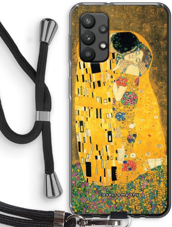 Case Company® - Coque Samsung Galaxy A32 4G avec cordon - Der Kuss - Coque pour téléphone avec cordon Zwart - Protection sur tous les côtés et sur le bord de l'écran