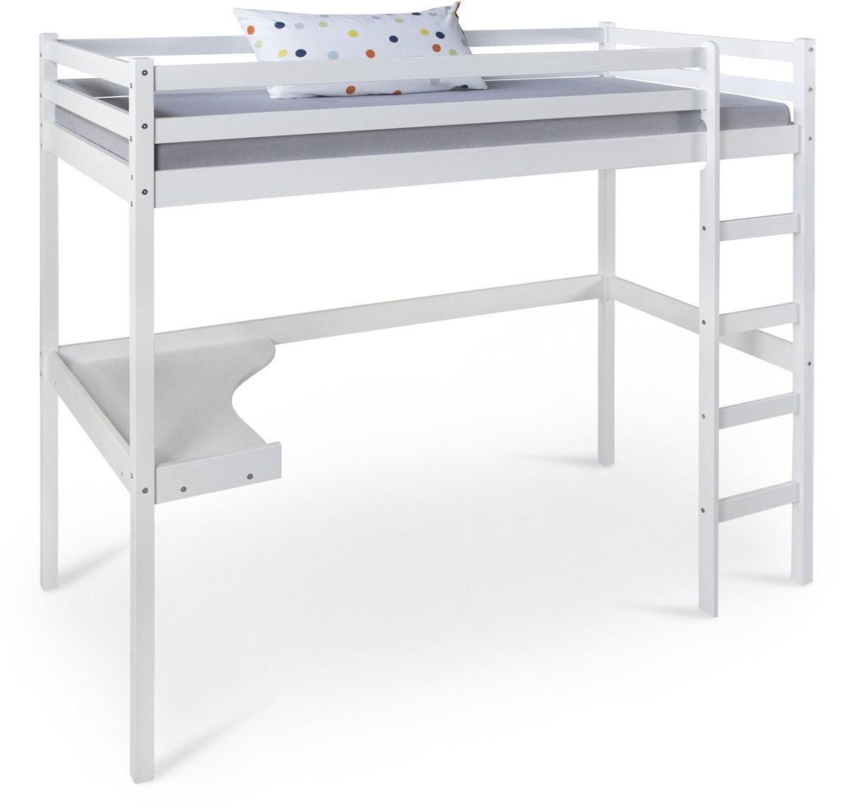 Homestyle4u hoogslaper - 90x200 cm - wit - met bureau