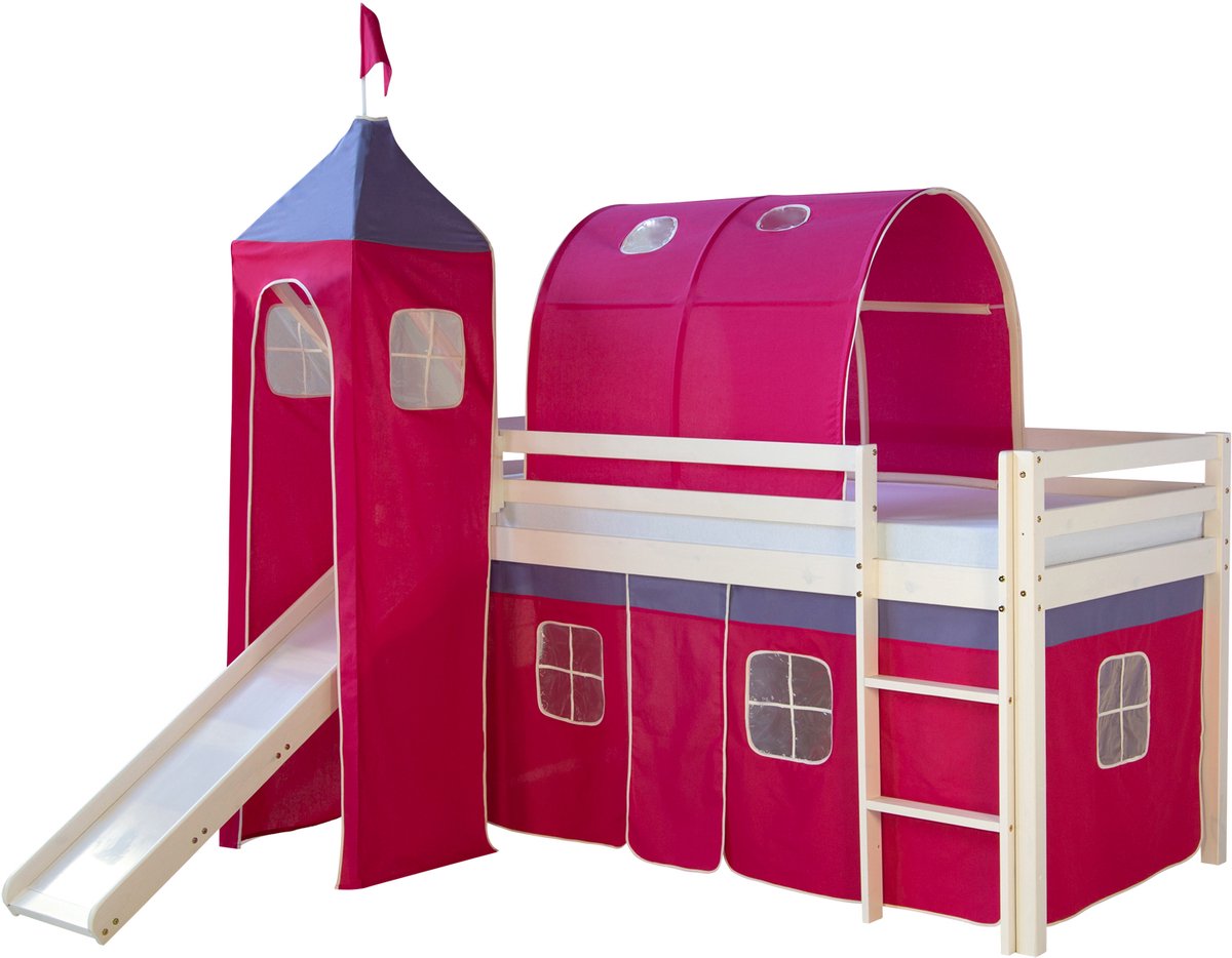 Homestyle4u Hoogslaper - 90x200 cm - Wit - Roze