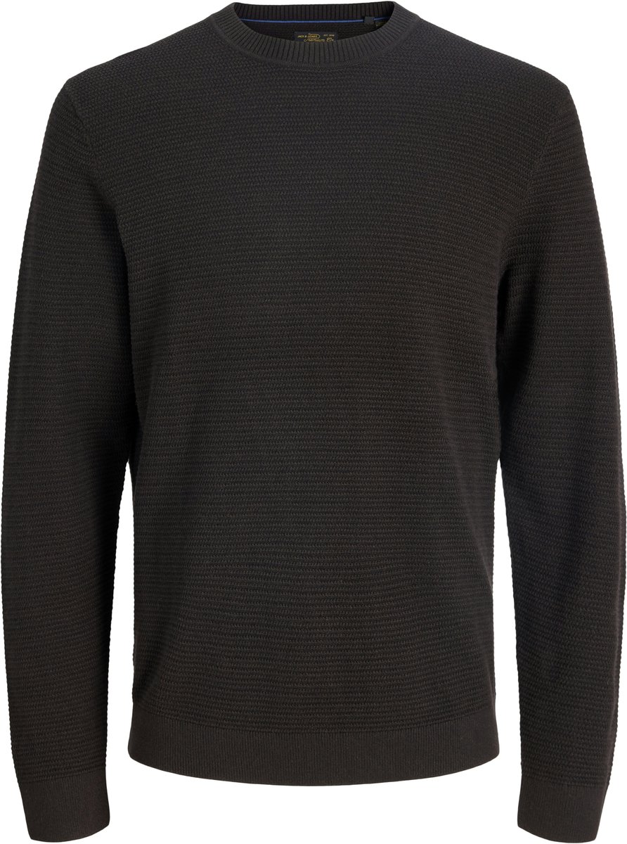 JACK & JONES Jauriley knit crew neck long sleeve slim fit - heren pullover katoen met O-hals - bruin (ganache twist)