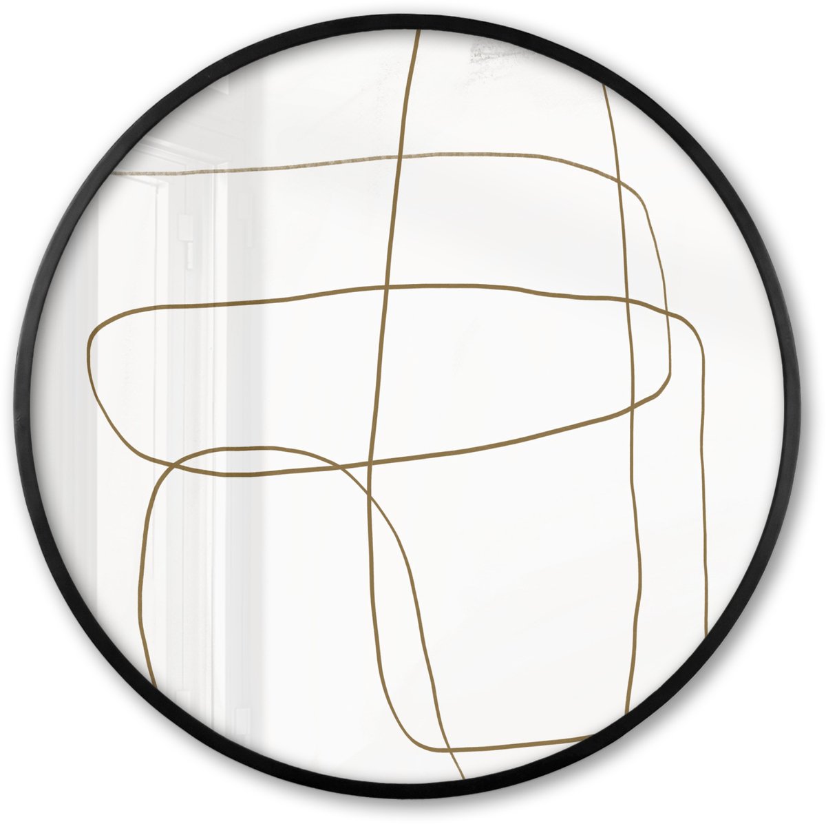 FrameYourWall Poster in lijst Rond - Fotolijst 80x80 cm - Posters - Abstract - Wit - Luxe - Ronde posterlijst zwart - Decoratie - Wanddecoratie woonkamer - Muurdecoratie slaapkamer Multicolor