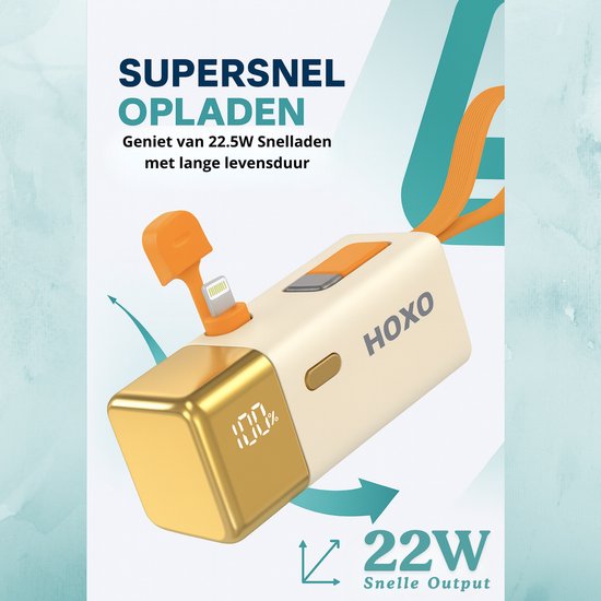 NexCell Powerbank 22.5W - 5000 MAh - Afneembaar - USB-C In/uit - 18W Input - Voor Snelladen - ABS+PC - Zwart