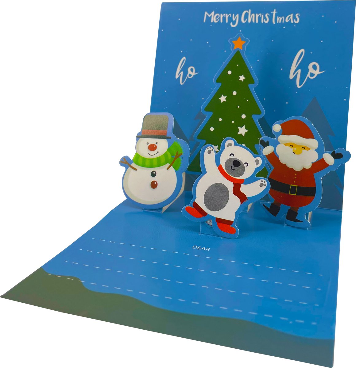 3D Pop Up Kerstkaart - Licht Blauwe - 11x11 cm - DIY Kerstkaart - Ansichtkaart - Wenskaart - Met Envelop