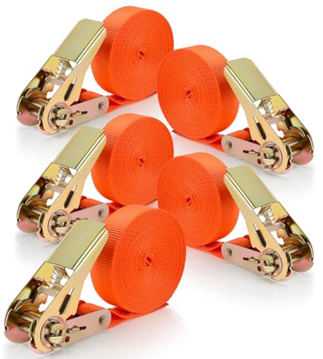 5 Stuks Spanbanden met Ratel - 6m Robuuste Sjorbanden voor Transport en Camping