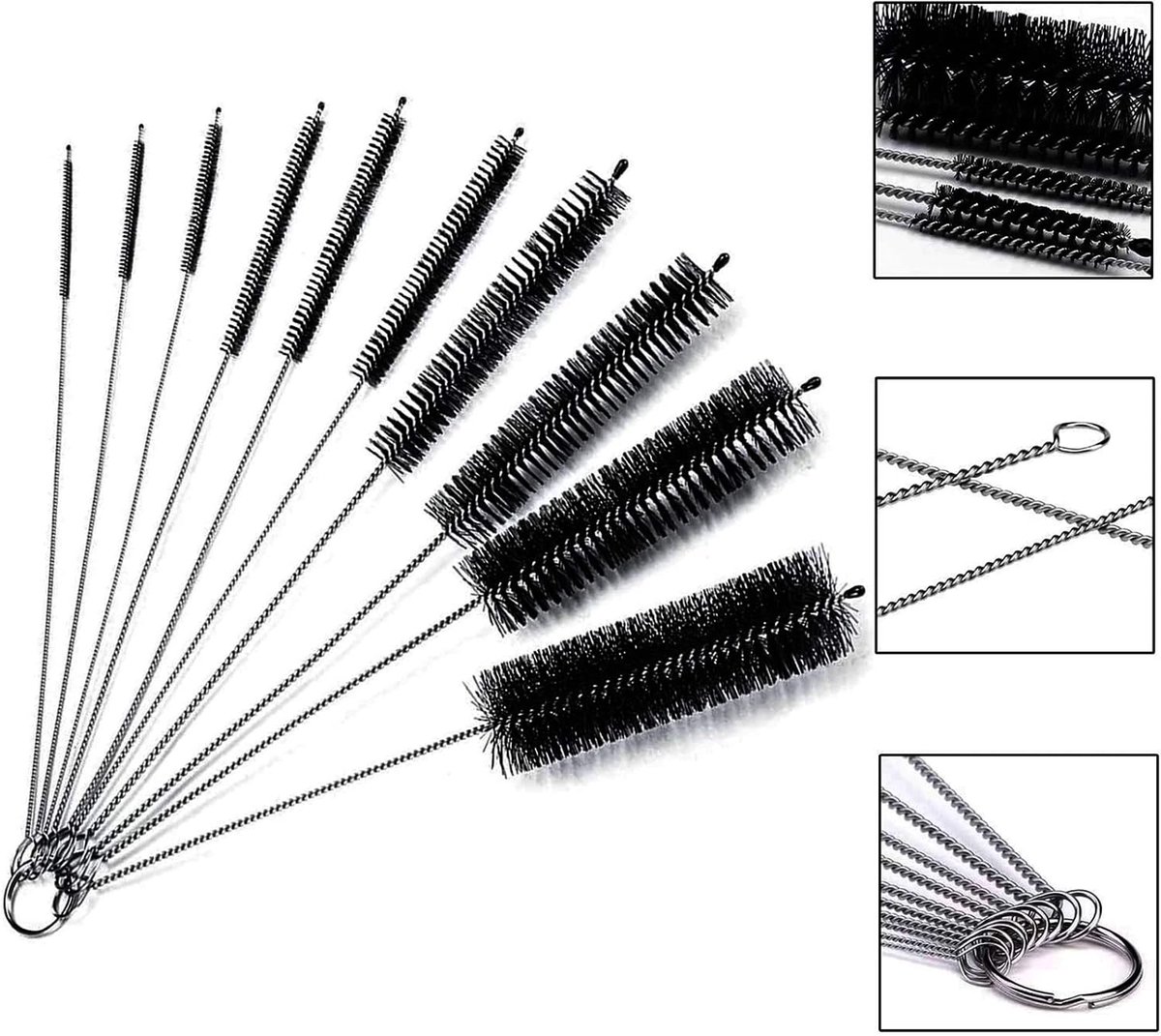 Image of 10pcs borstelset - reinigingsborstels - nylon slangborstel set - flessenborstel set - vaatwasborstel - glazen borstel