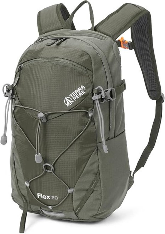 Terra Peak wandelrugzak 20L Flex 20 Premium (klein) met rugventilatie, drinksysteem en regenhoes - Trekkingrugzak van ademend 3D Air Mesh polyester - Outdoor dagrugzak met heupriem