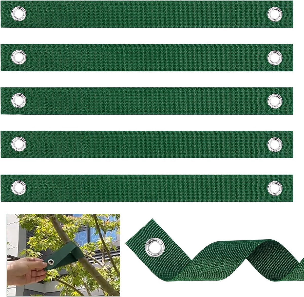 12pcs Boomriemen met Grommets voor het Begeleiden van Pas Geplante Boompjes - Rechte Groei en Hurrikaanbescherming