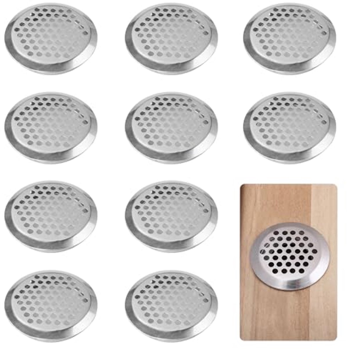 Rond Ventilatierooster - 10 Stuks - Gegolfd Roestvrij Staal voor Insectenbescherming - 35 mm - Optimaliseer Luchtcirculatie